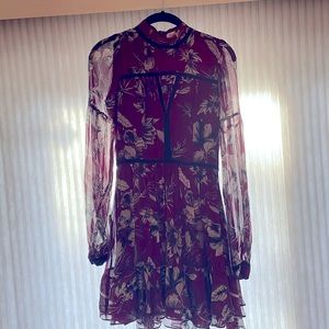 Parker - Maroon & White Floral Dress